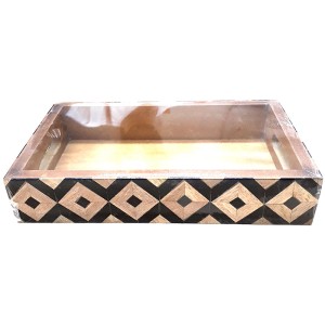 Bandeja MDF Retangular Desenho Madeira Resina -  Ref.20415