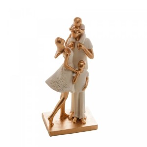 FIGURA DECORATIVA RESINA FAMILIA BRANCO 9X7X20CM REF.- 61435