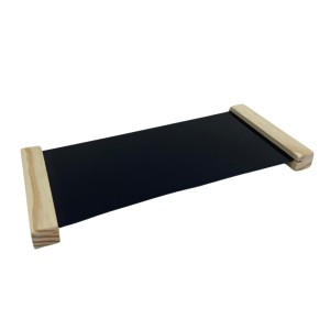 BANDEJA DE VIDRO COM BASE DE MADEIRA - PRETA