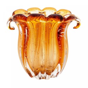 VASO DE VIDRO MURANO ITALY AMBAR 17CMX14CMX16CM - REF. 4860